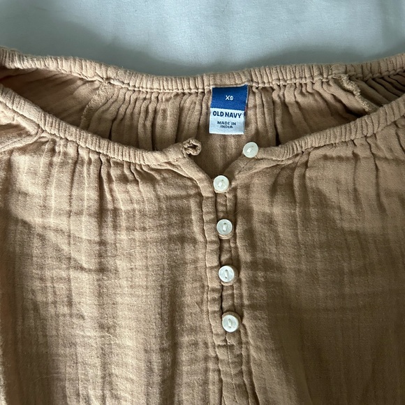 Old Navy Khaki Linen Blouse - Picture 5 of 8